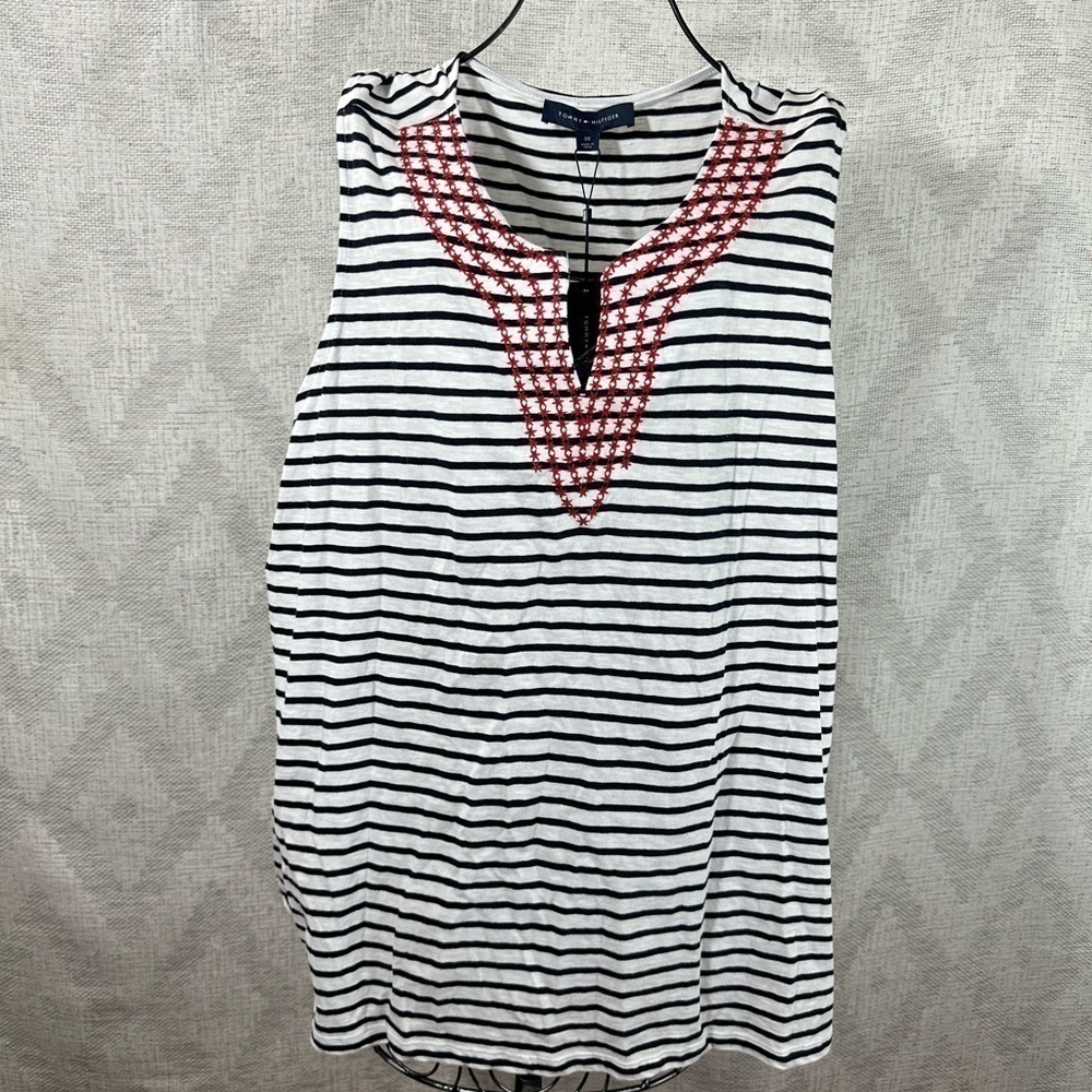 NWT Tommy Hilfiger striped tank with red embroidery size 3X